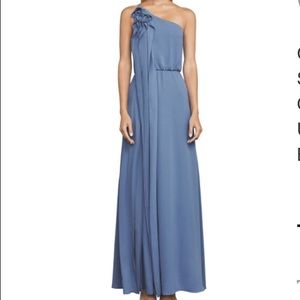 BCBG Joyce One-Shoulder Ruffle Gown
